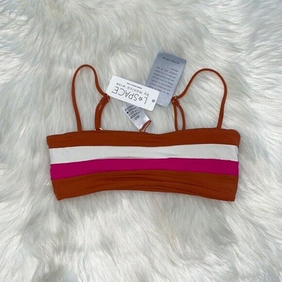 L*Space Womens Size Small Rebel Stripe Bikini Top - Picture 5 of 9